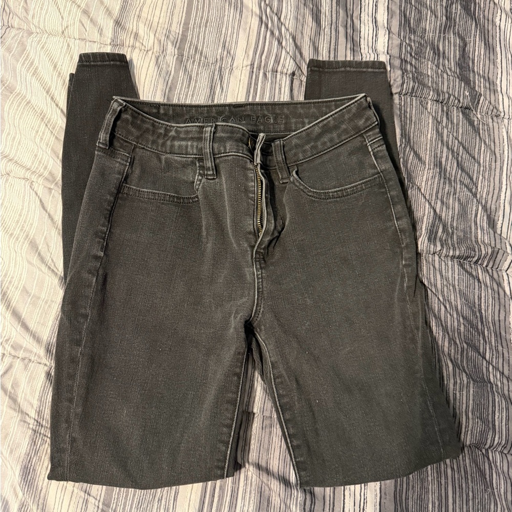 American Eagle Outfitters High-Rise Charcoal Skinny Jeans
